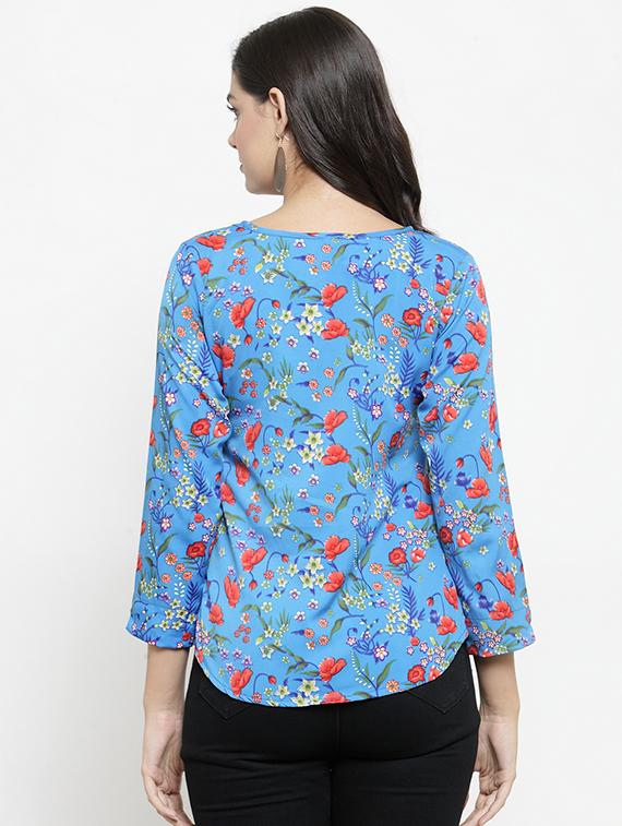 curved hem floral top - 16255238 - Zoom Image - 3