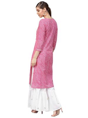 leheriya printed kurta with sharara set - 16256372 - Standard Image - 3