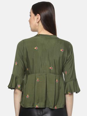 tie knot neck embroidered top - 16256412 - Standard Image - 3