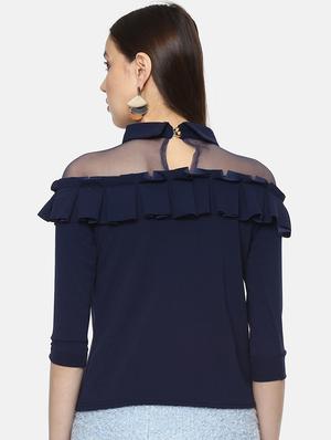 sheer panel ruffle detail top - 16256438 - Standard Image - 3