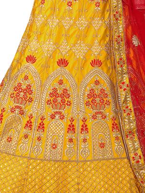 floral embroidered a-line lehenga - 16257510 - Standard Image - 3