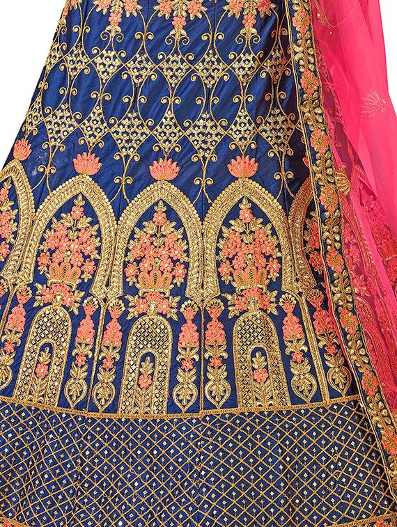 floral embroidered a-line lehenga - 16257513 - Zoom Image - 3