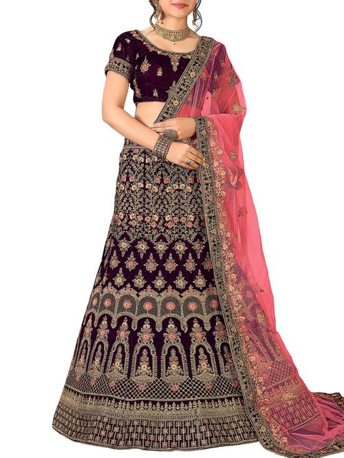 floral embroidered a-line lehenga - 16257519 - Very Small Image - 1