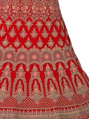 floral embroidered a-line lehenga - 16257520 - Standard Image - 3