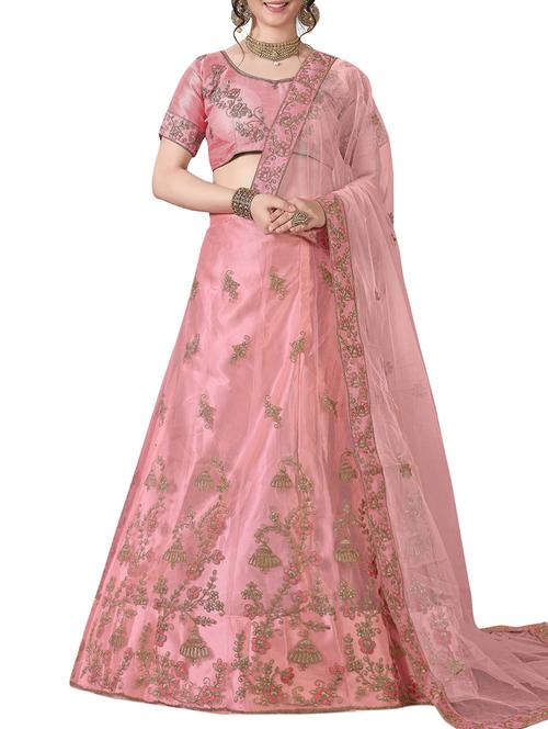 floral embroidered a-line lehenga - 16257533 - Very Small Image - 1