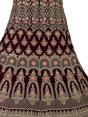 floral embroidered a-line lehenga - 16257572 - Standard Image - 3