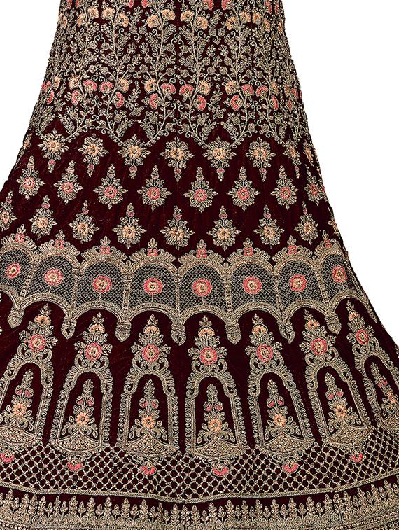 floral embroidered a-line lehenga - 16257572 - Zoom Image - 3