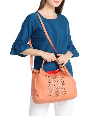 pink leatherette (pu) handbag combo - 16257776 - Standard Image - 6