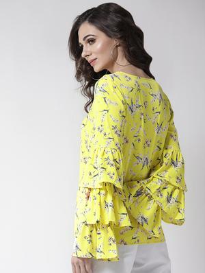 layered bell sleeved floral top - 16258317 - Standard Image - 3
