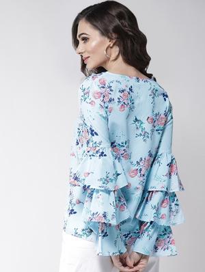 layered bell sleeved floral top - 16258318 - Standard Image - 3