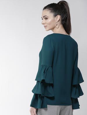 ruffled bell sleeved top - 16258337 - Standard Image - 3