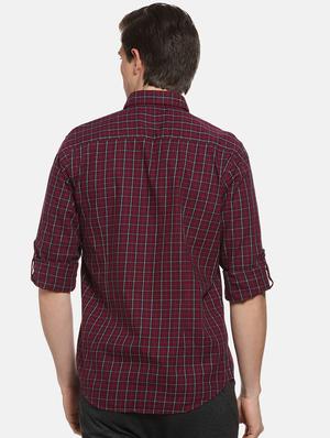 maroon checkered casual shirt - 16258923 - Standard Image - 3