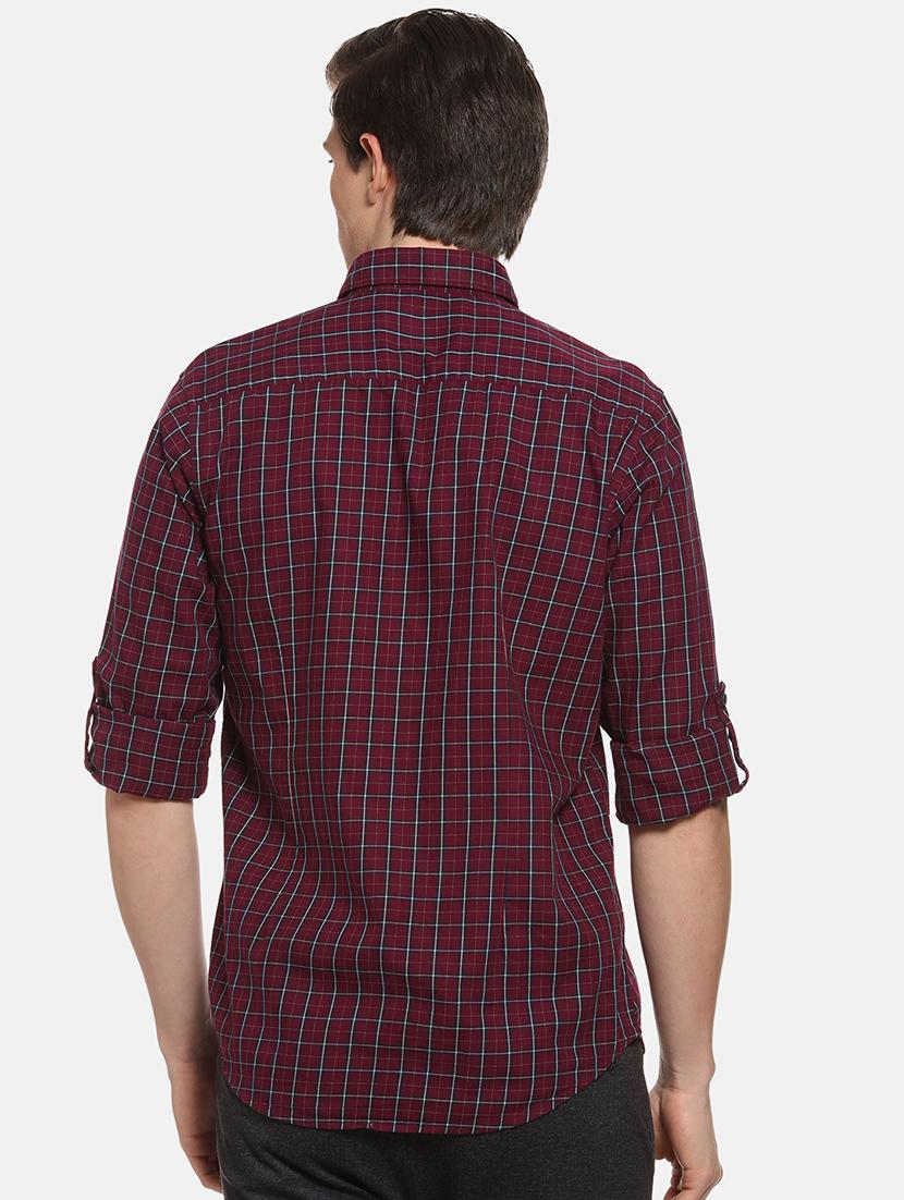 maroon checkered casual shirt - 16258923 - Zoom Image - 3