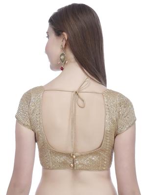 gold georgette embroidered blouse - 16259459 - Standard Image - 3