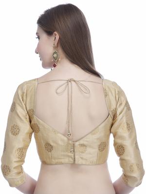 gold raw silk brocade blouse - 16259473 - Standard Image - 3