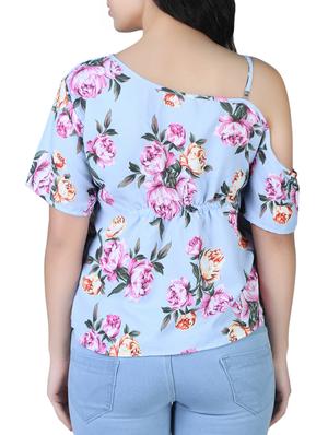 single cold shoulder floral top - 16259507 - Standard Image - 3