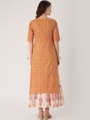 Printed straight kurta skirt set - 16261465 - Standard Image - 3