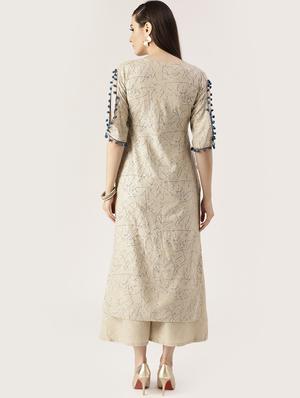 Printed straight kurta palazzo set - 16261469 - Standard Image - 3