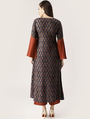 Printed a-line kurta palazzo set - 16261471 - Standard Image - 3