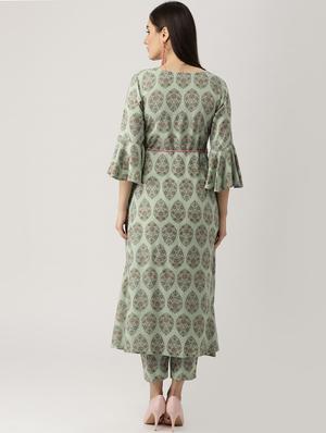 Printed High low kurta palazzo - 16261472 - Standard Image - 3