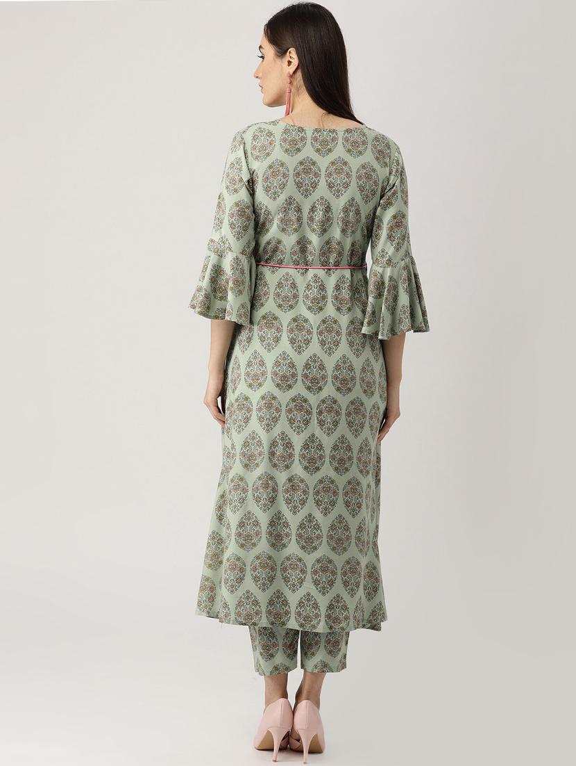 Printed High low kurta palazzo - 16261472 - Zoom Image - 3
