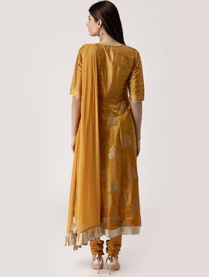 Foil print churidaar set - 16261476 - Standard Image - 3