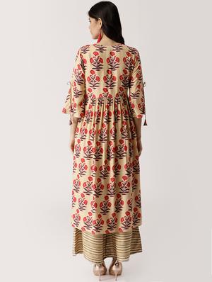Floral Flared kurta palazzo set - 16261479 - Standard Image - 3