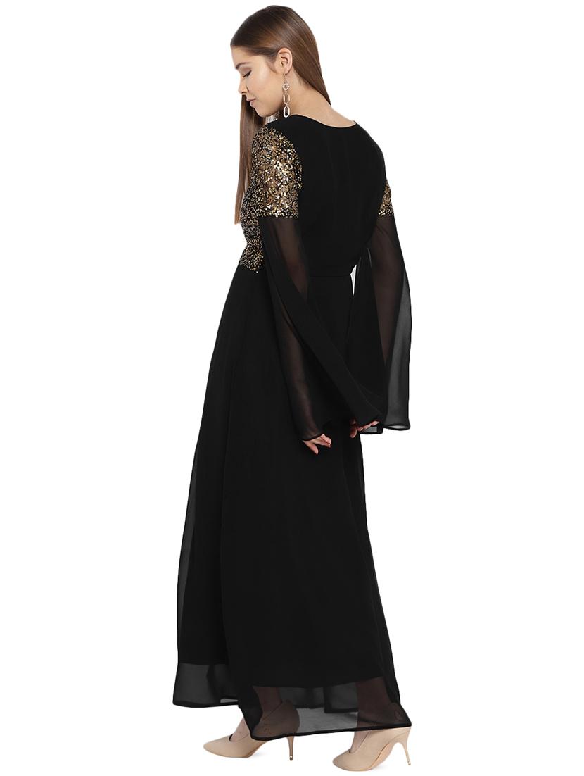 slit sleeved sequined gown - 16262072 - Zoom Image - 3