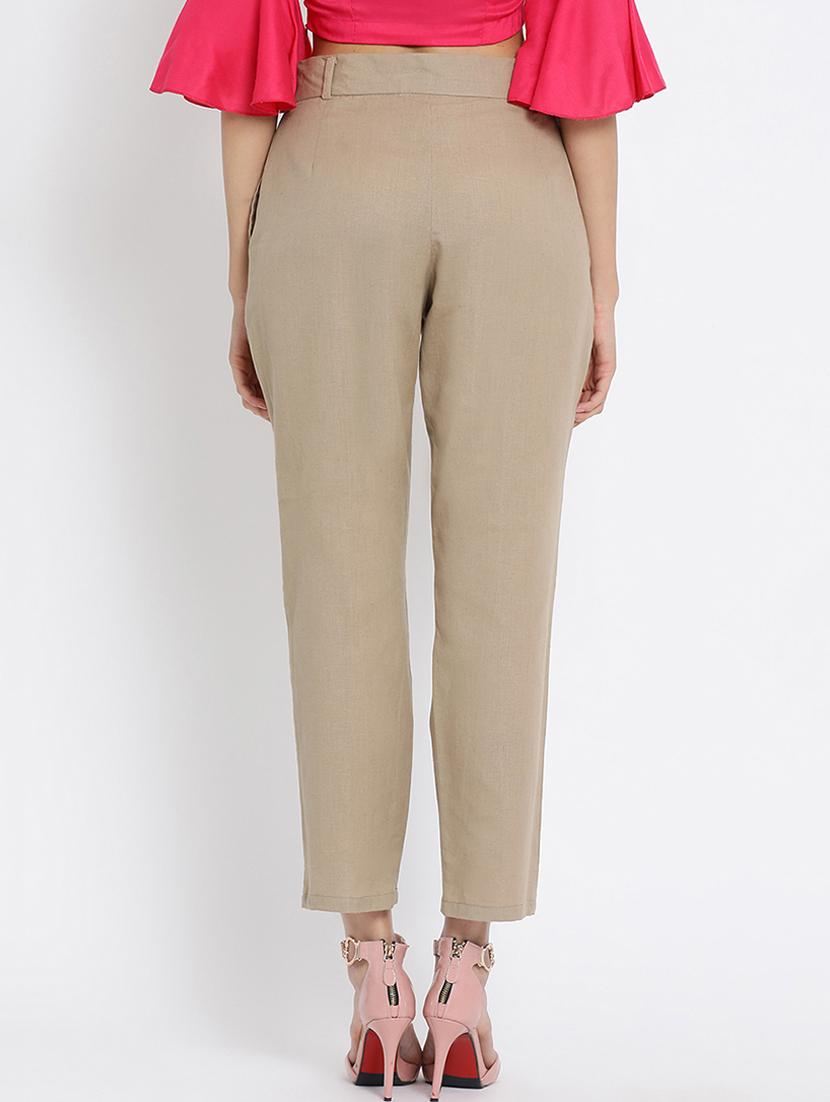high rise flat front trousers - 16262809 - Zoom Image - 3