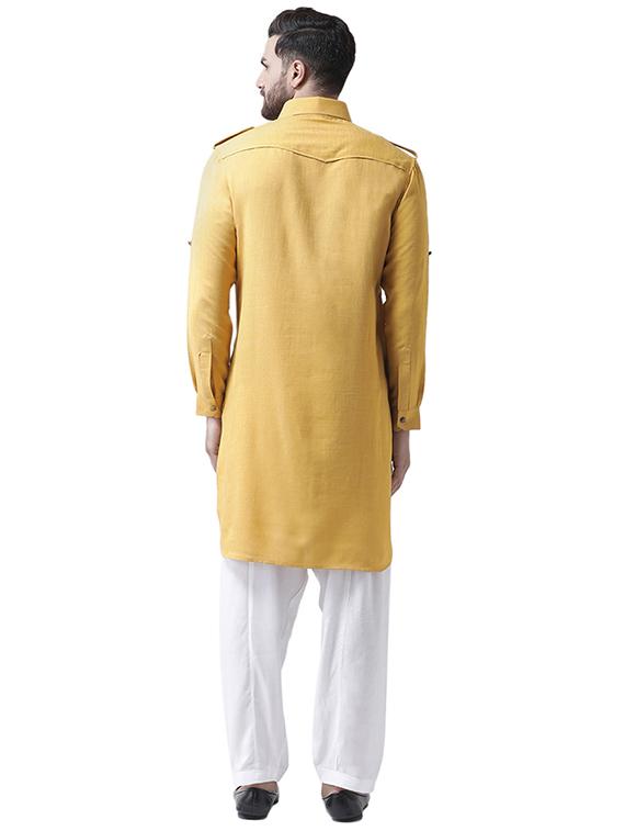 yellow pathani ethnic wear set - 16263300 - Zoom Image - 3