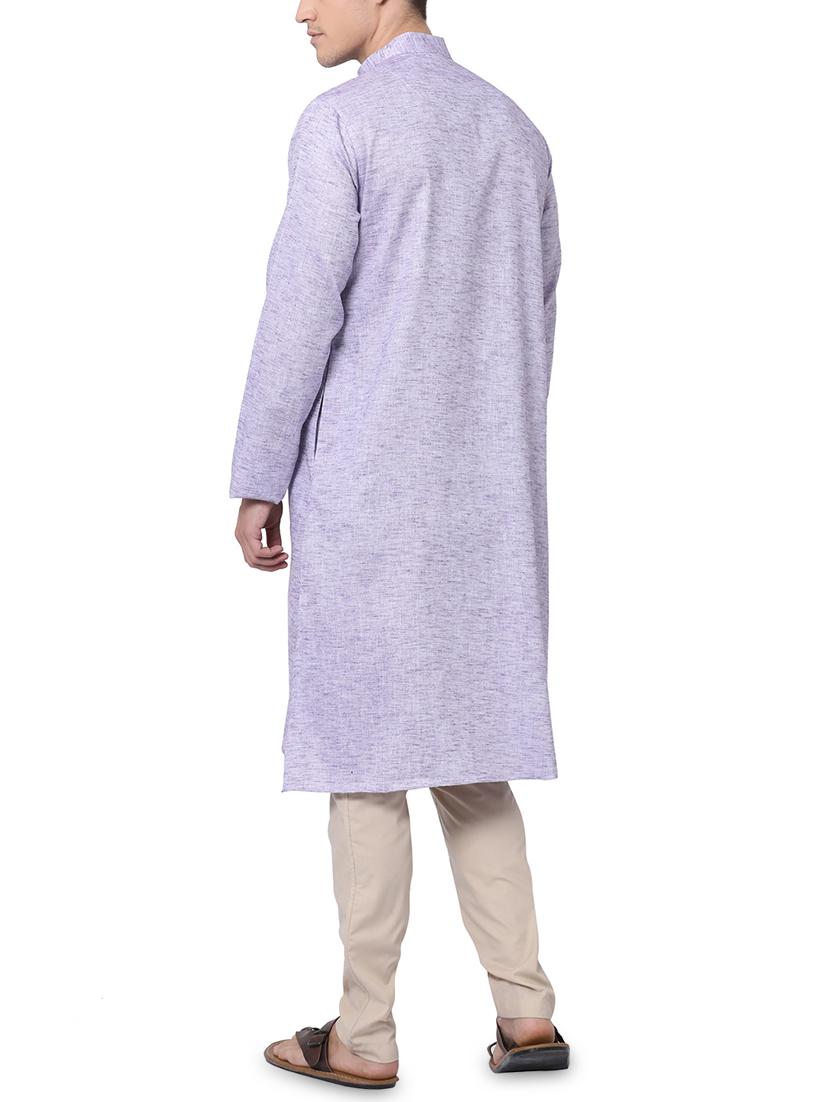 purple cotton kurta pyjama set - 16264072 - Zoom Image - 3