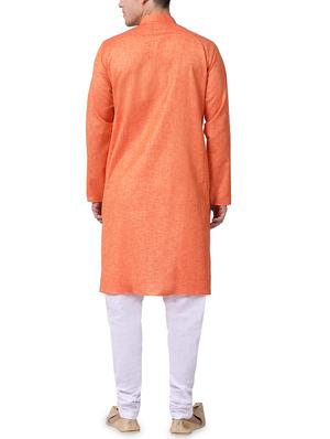 orange cotton kurta pyjama set - 16264076 - Standard Image - 3