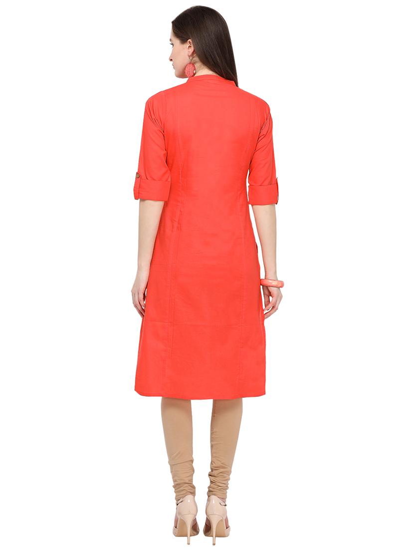 Solid straight kurta - 16264898 - Zoom Image - 3