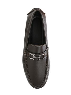 brown leatherette slip on loafers - 16265082 - Standard Image - 3