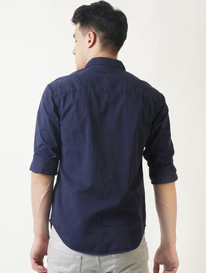navy blue cotton casual shirt - 16265205 - Standard Image - 3
