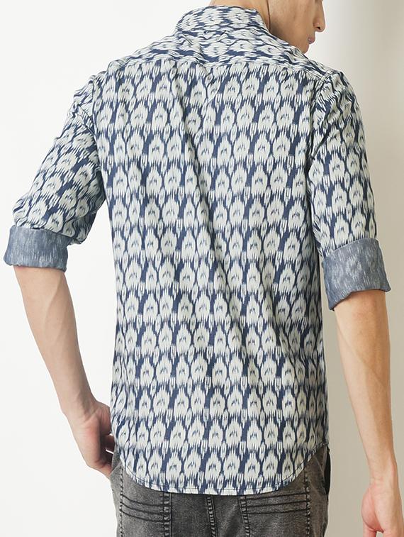blue printed casual shirt - 16265208 - Zoom Image - 3