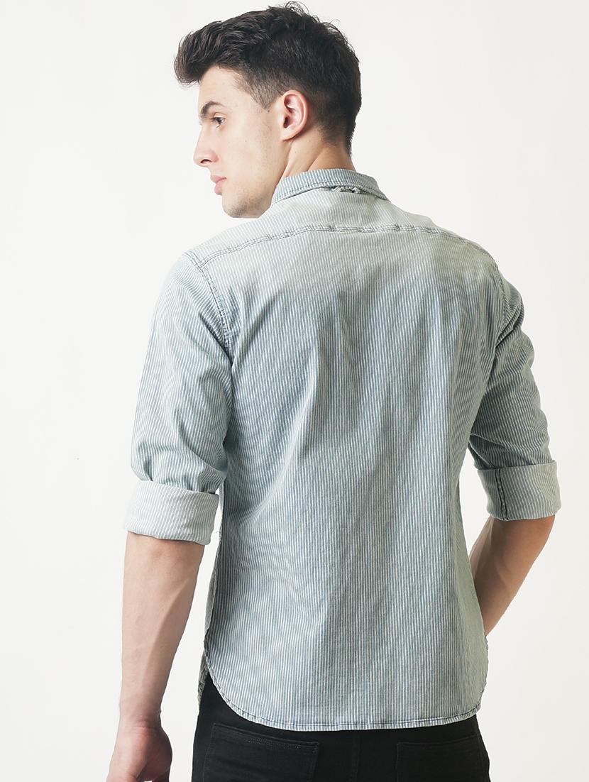 blue striped casual shirt - 16265211 - Zoom Image - 3