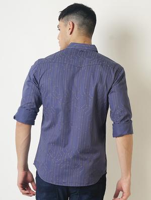 blue printed casual shirt - 16265212 - Standard Image - 3