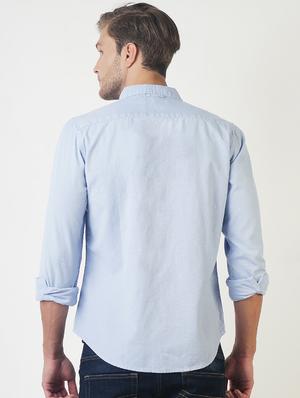 blue solid casual shirt - 16265218 - Standard Image - 3