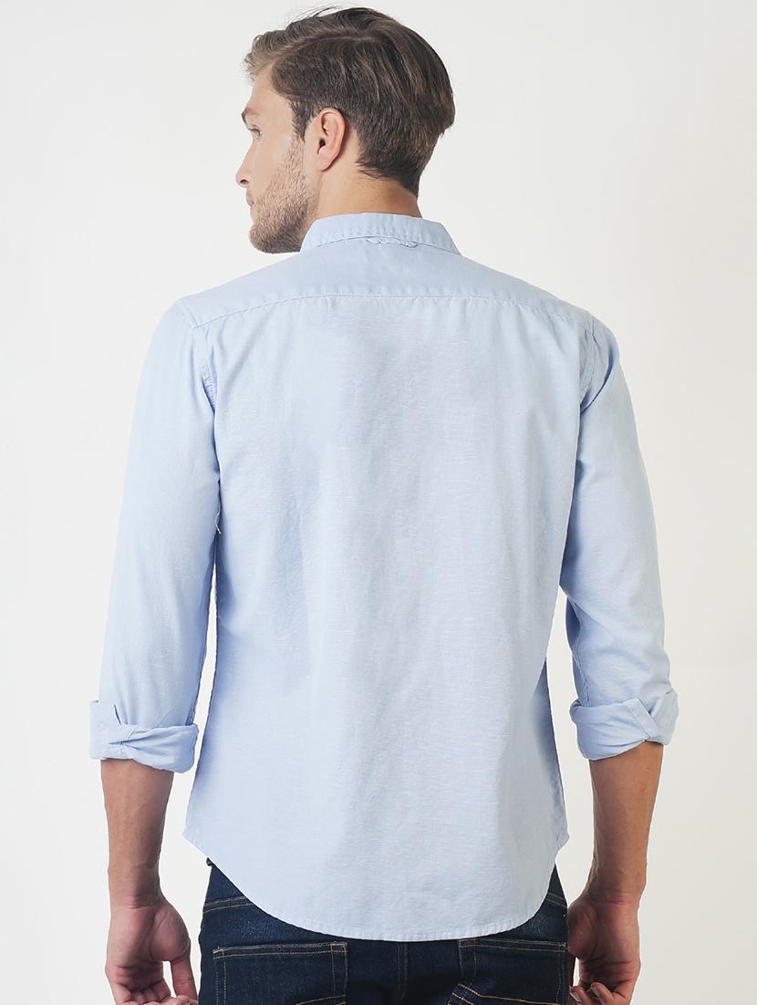 blue solid casual shirt - 16265218 - Zoom Image - 3