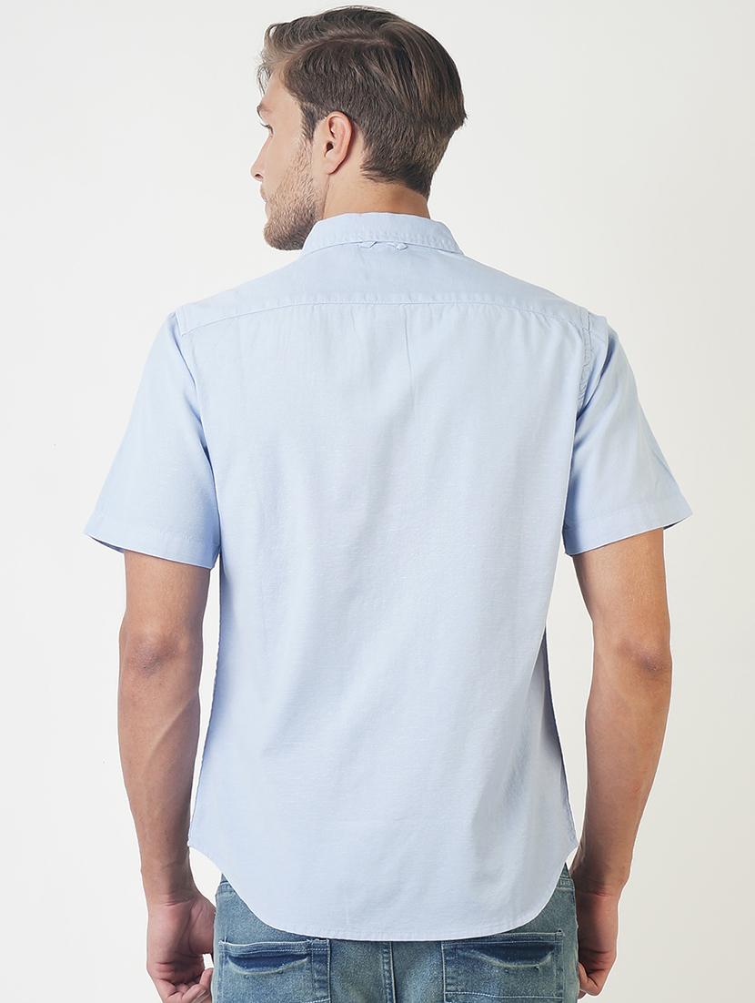 blue solid casual shirt - 16265235 - Zoom Image - 3