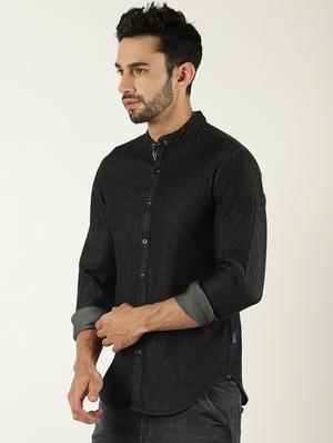 black denim casual shirt - 16265253 - Standard Image - 3