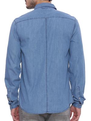 blue denim casual shirt - 16265283 - Standard Image - 3