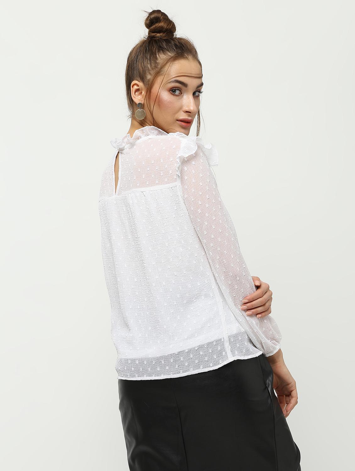 ruffle trim dobby top - 16265295 - Zoom Image - 3