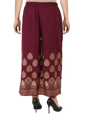 foil print flared palazzo - 16265593 - Standard Image - 3