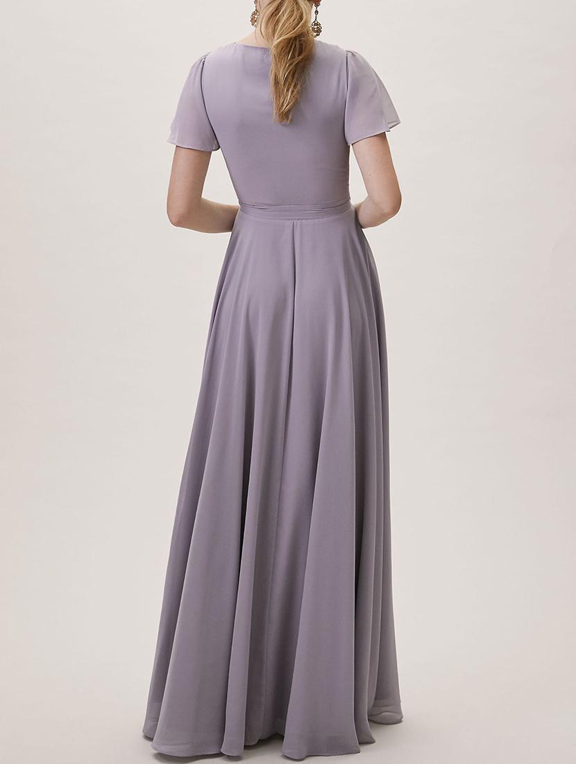 tie knot flute sleeve wrap dress gown - 16265603 - Zoom Image - 3