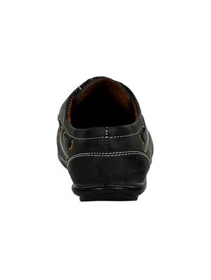 black leatherette lace up boatshoes - 16265664 - Standard Image - 3