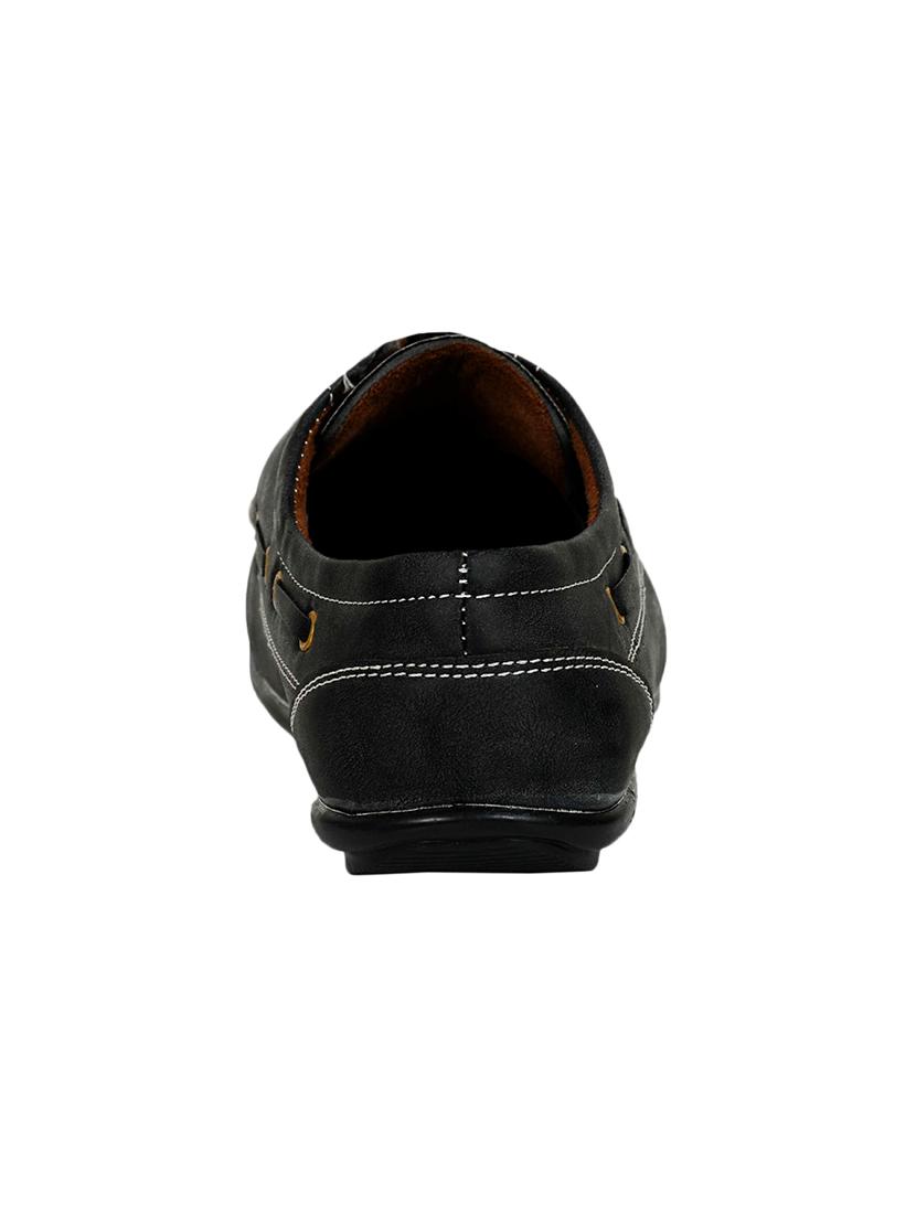 black leatherette lace up boatshoes - 16265664 - Zoom Image - 3
