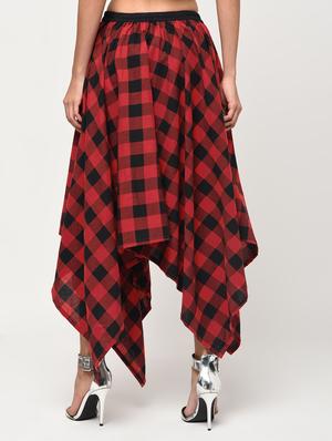 high rise checkered asymmetric skirt - 16266295 - Standard Image - 3