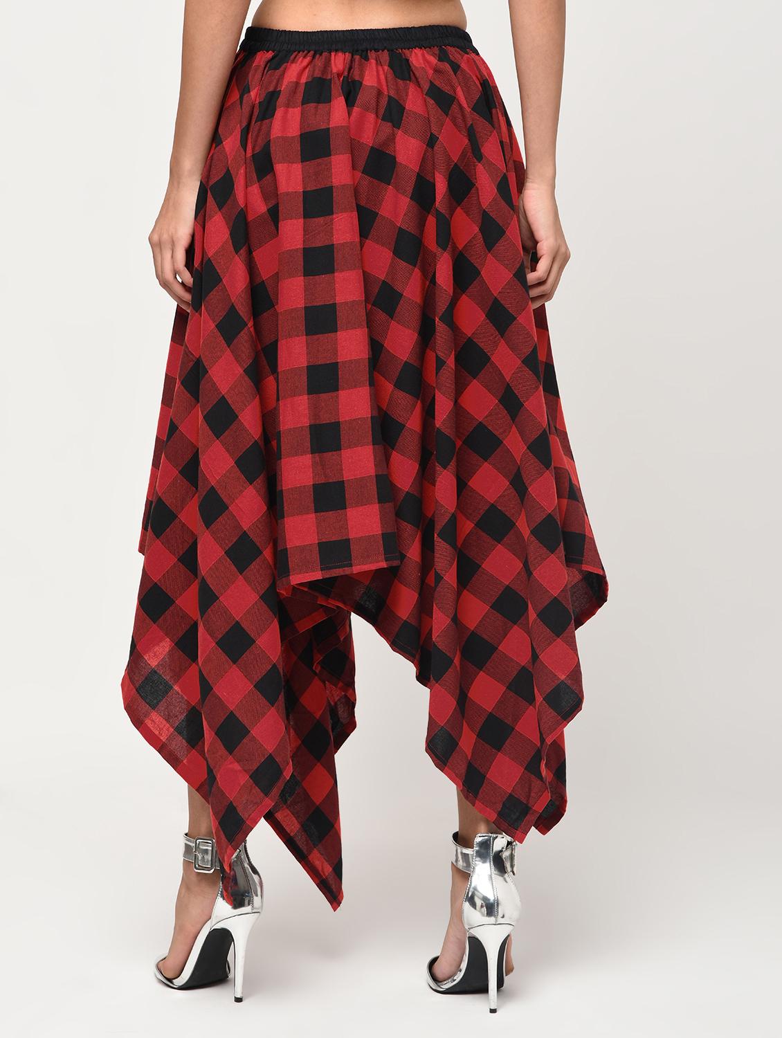 high rise checkered asymmetric skirt - 16266295 - Zoom Image - 3
